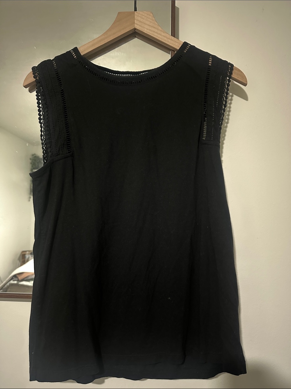 Banana Republic Black Sleeveless Crochet-Trim Tank Top